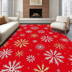 Festive Red Snowflake Collage Rug