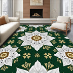 Emerald Green Floral Medallion Bloom Rug