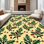 Golden Cream Berry Branch Floral Rug