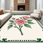 Rose Garden Floral Botanical Illustration Rug