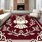 Deep Crimson Owl Whimsy Border Rug
