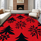 Bold Red Nature Silhouette Repeat Rug