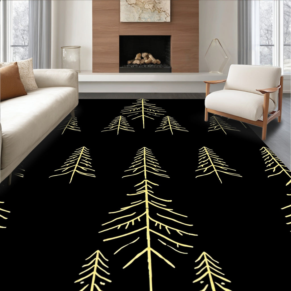 Yellow Pine Forest Silhouette Rug