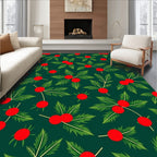 Festive Green Holly Berry Scatter Rug