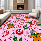 Pink Gingerbread Christmas Cookie Swirl Rug