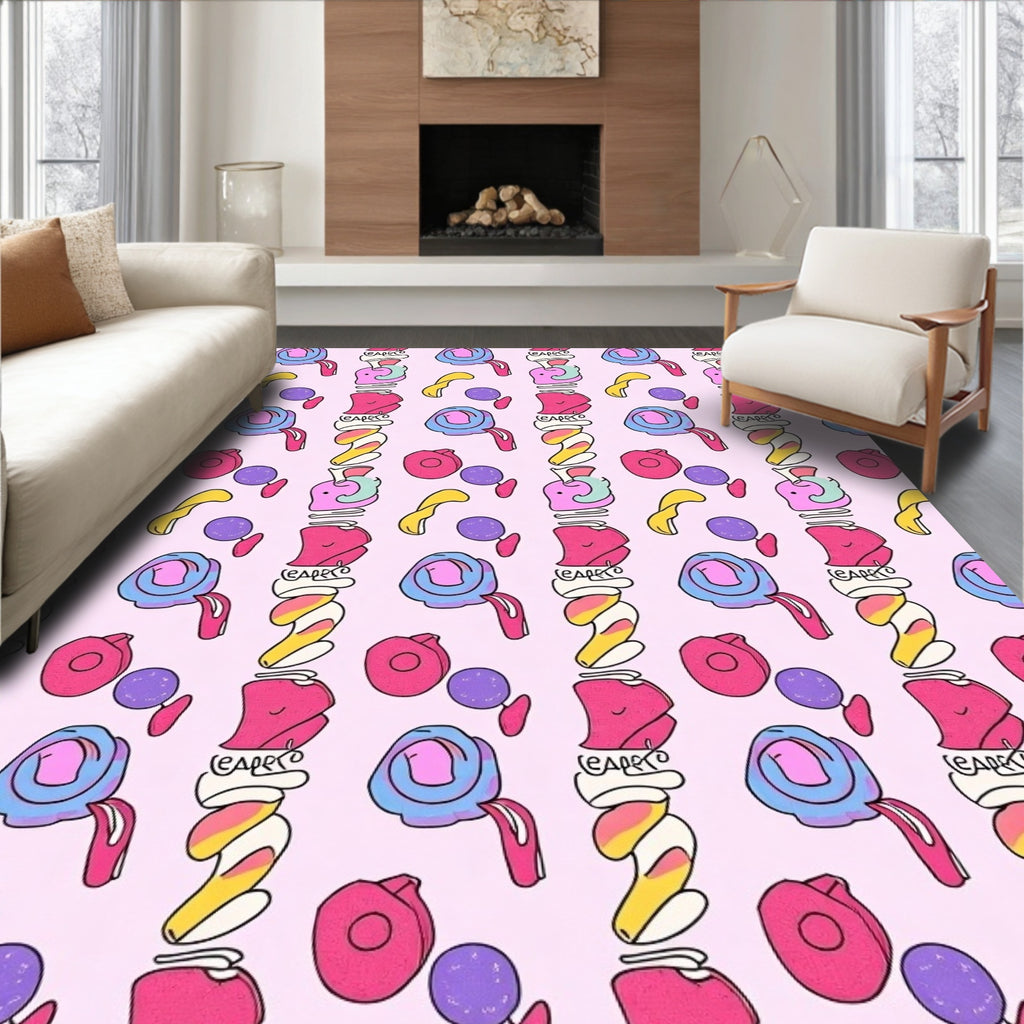 Pink Candy Swirl Abstract Shapes Rug