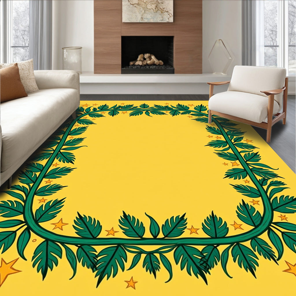 Emerald Vine Yellow Star Frame Rug
