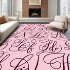 Elegant Script Monogram Pink Rug