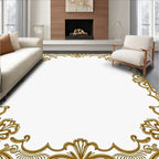 Elegant Gold Filigree Scrollwork Frame Rug