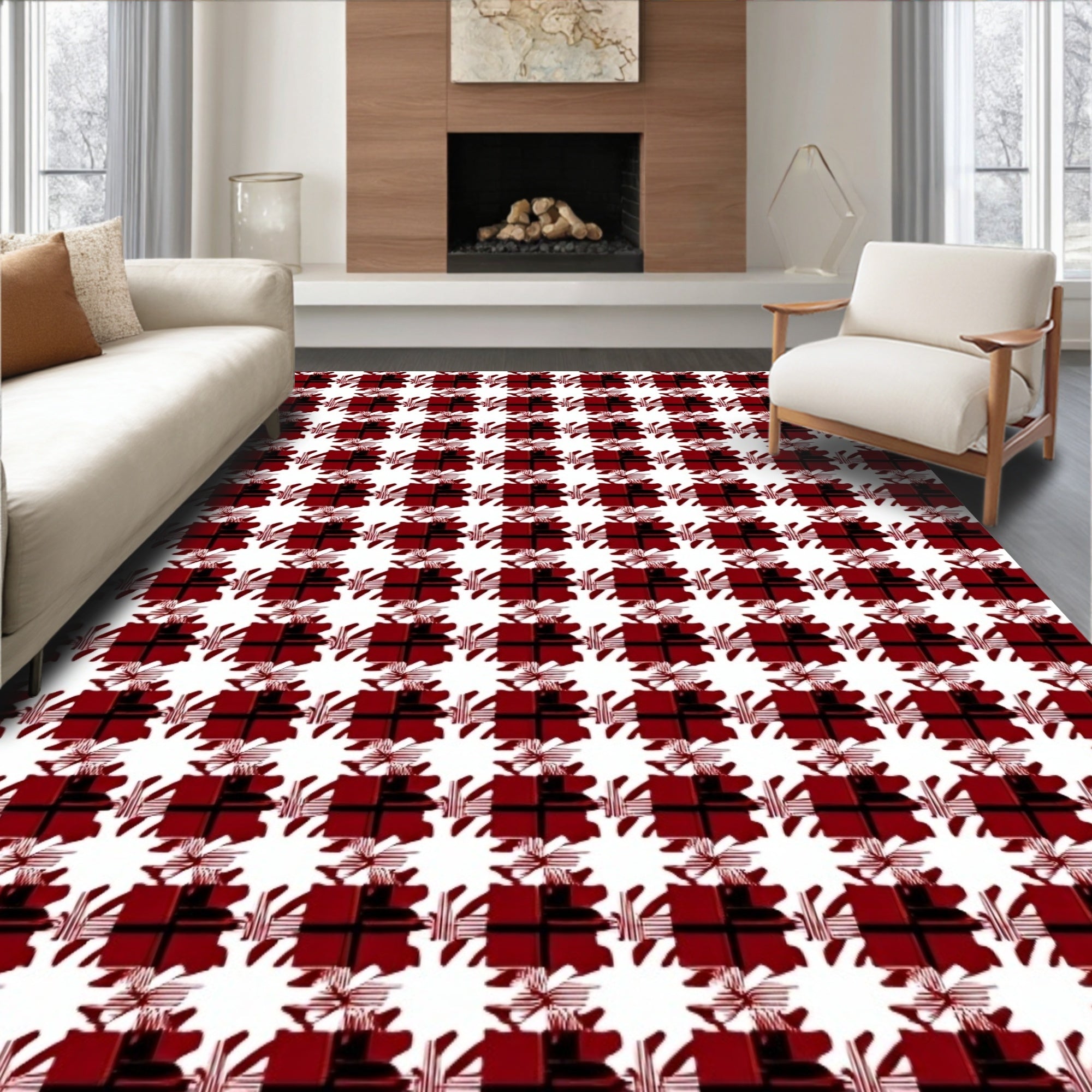 Classic Red Houndstooth Rug
