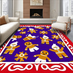 Festive Gingerbread People Snowflake Collage Rug