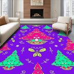 Vibrant Pink Green Christmas Trees Rug