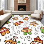 Festive Gingerbread Characters Christmas Trees Rug