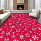 Festive Red Snowflake Medley Rug