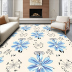 Pale Blue Petal Whimsical Bloom Rug