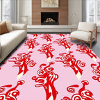 Crimson Swirl Creatures Abstract Rug