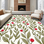 Red Berry Branch Foliage Rag Rug