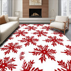 Crimson Snowflake Graphic Repeat Rug
