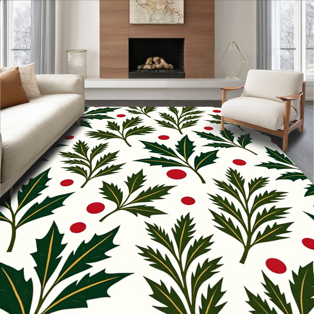 Green Holly Berry Collection Rug