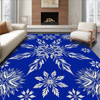 White Snowflake Scatter Royal Blue Rug