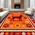 Crimson Dog Paw Floral Medallion Rug