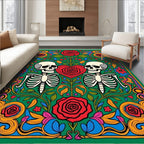 Skeleton Love Rose Floral Garden Rug