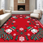 Red Festive Winter Snowflakes Element Rug