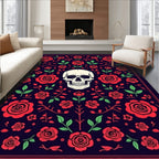 Dark Floral Skull Medallion Rug