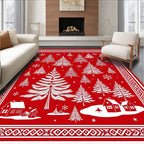 Winter Wonderland Red Pine Forest Rug