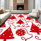 Crimson Christmas Tree Garland Rug