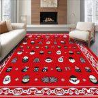 Festive Red Merry Christmas Characters Rug