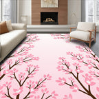 Pink Blossom Branch Frame Rug