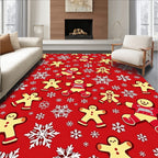 Holiday Gingerbread Snowflakes Red Rug