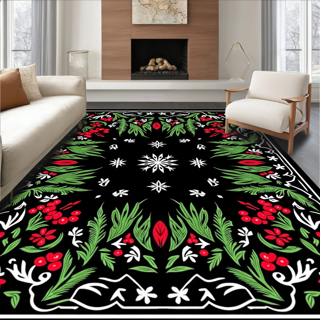 Vintage Black Floral Berry Radiance Rug