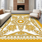 Golden Sunburst Floral Medallion Rug