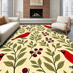 Red Cardinal Branch Berry Arrangement Rug