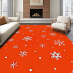 Orange Snowflakes Glitter Scattered Rug