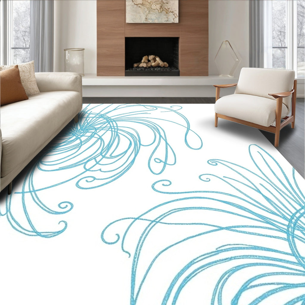 Sky Blue Swirl Organic Flair Rug