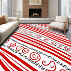 Bold Red Swirl Stripe Arrangement Rug