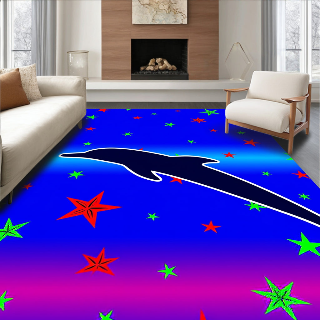 Dolphin Stars Gradient Background Rug