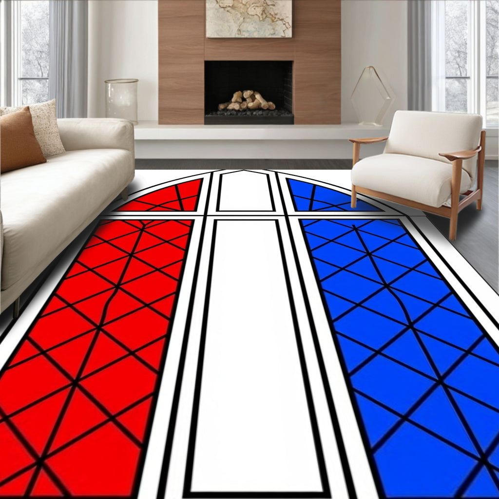 Crimson Blue Diamond Cathedral Arch Rug