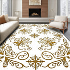 Golden Floral Scrollwork Medallion Background Rug