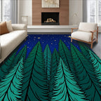 Enchanting Midnight Forest Starry Night Rug