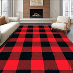Bold Red Black Checkered Plaid Rug