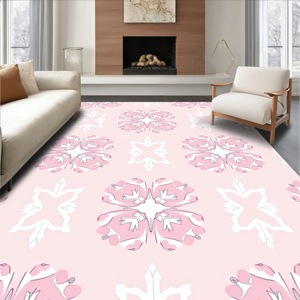 Soft Pink Floral Mandala Repeat Rug