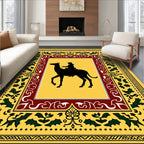 Golden Camel Rider Ornamental Border Rug