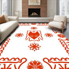 Red Fox Floral Square Accents Rug
