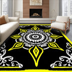 Bold Yellow Sunburst Mandala Rug
