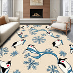 Whimsical Penguin Snowflake Blue Scarf Rug