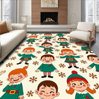 Jolly Little Elf Whimsy Snowflakes Rug